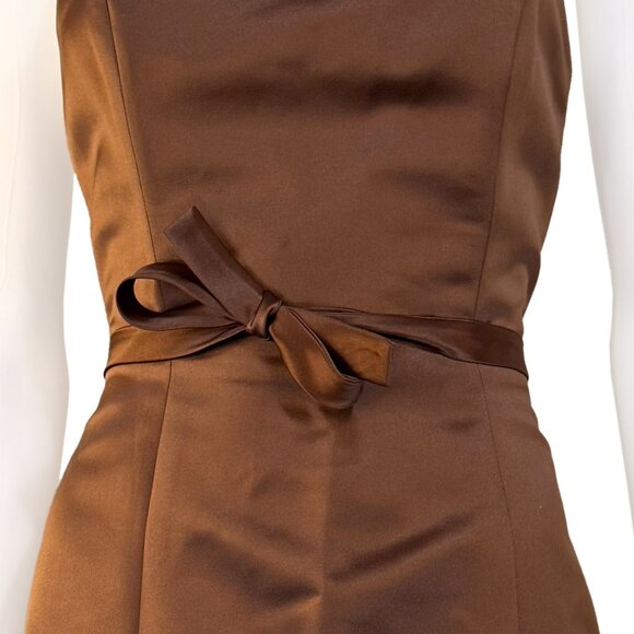 EUC Brown Satin Strapless Fit & Flare Prom Dress - Women Size 6 BCBGMaxazria - Picture 3 of 3